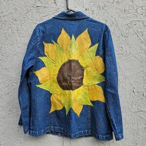 Bill Blass Sunflower Denim Jacket - L